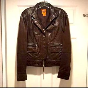 NWOT Tory Burch Leather Jacket size 8 ..Brown
